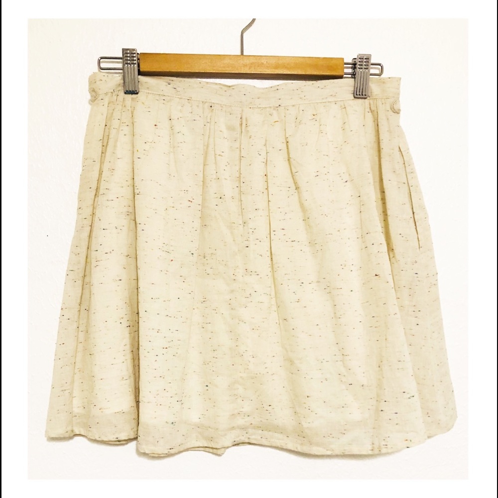 Sweet Rain Cream Colored Skirt with Splatter Muti Print Arty Bohemian Girlie